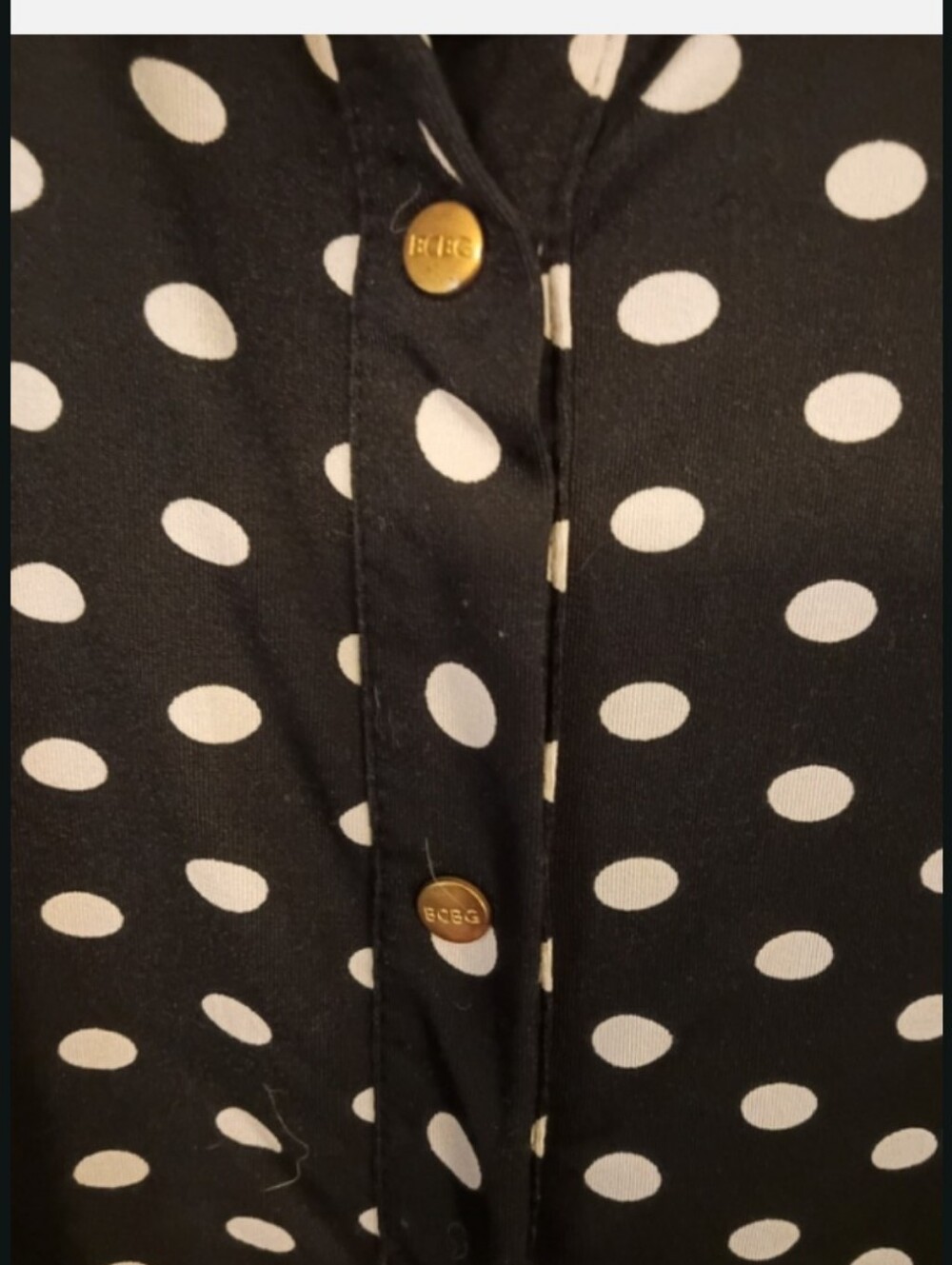 BCBGMaxAzria Black Polka Dot Button-Down Shirt - Picture 4 of 7